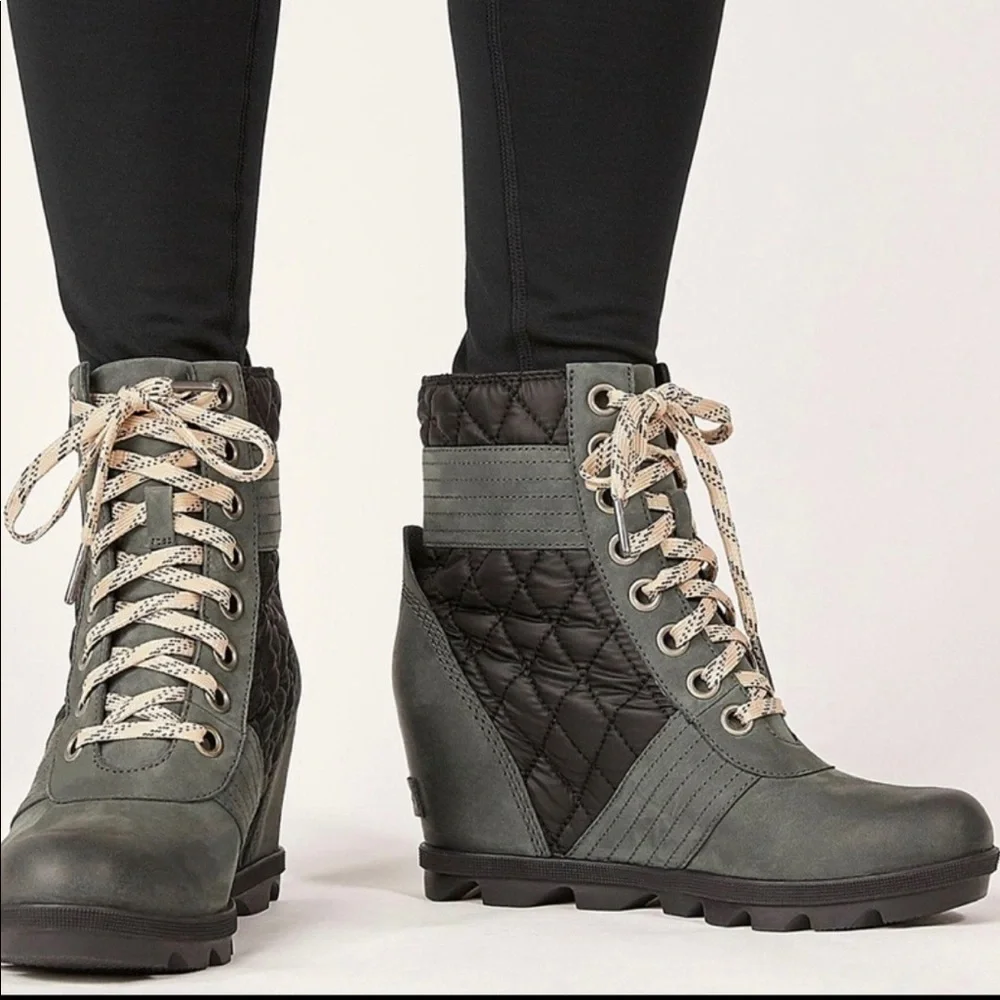 SOREL LEXIE WEDGE WATERPROOF BOOTIES DARK SLATE - Picture 7 of 10